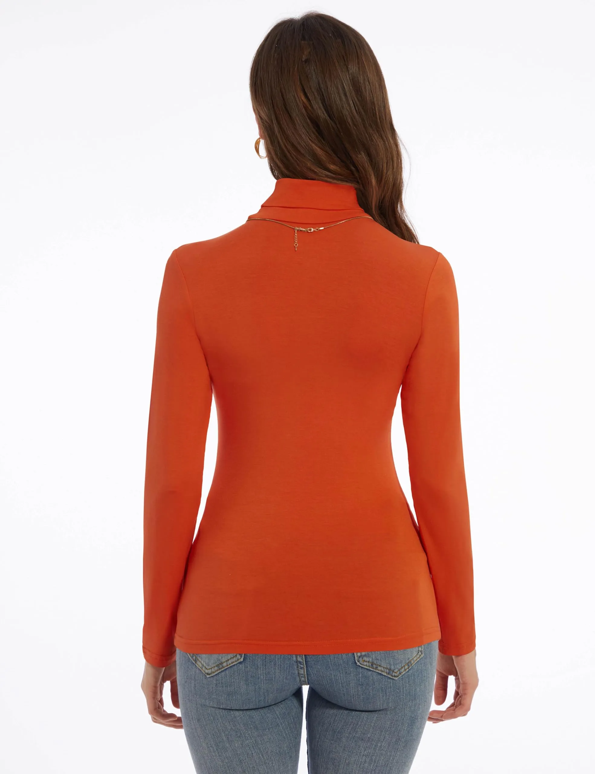 Women's Turtleneck Long Sleeve Shirts Slim Fitted Lightweight Base Layer Casual Tops