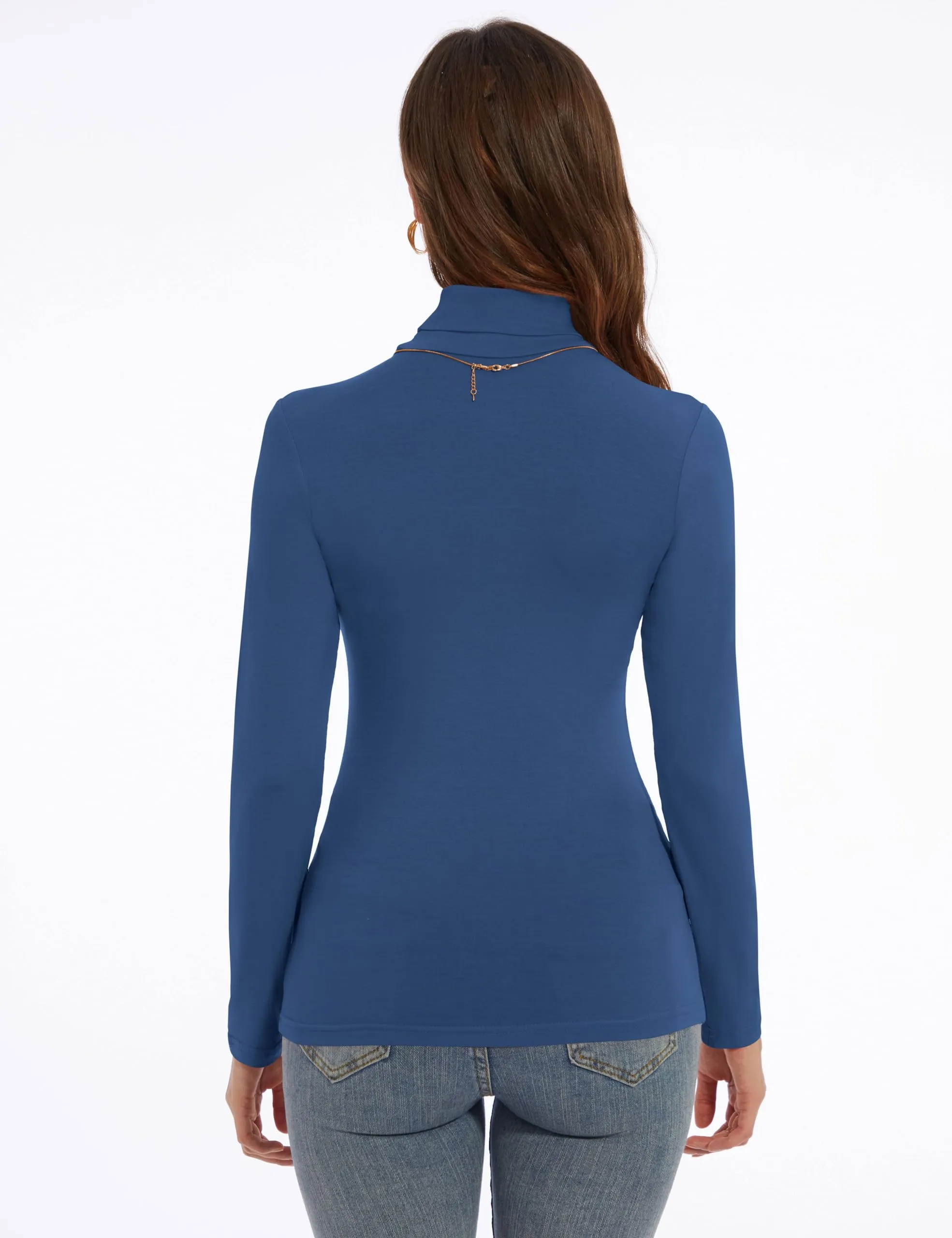 Women's Turtleneck Long Sleeve Shirts Slim Fitted Lightweight Base Layer Casual Tops