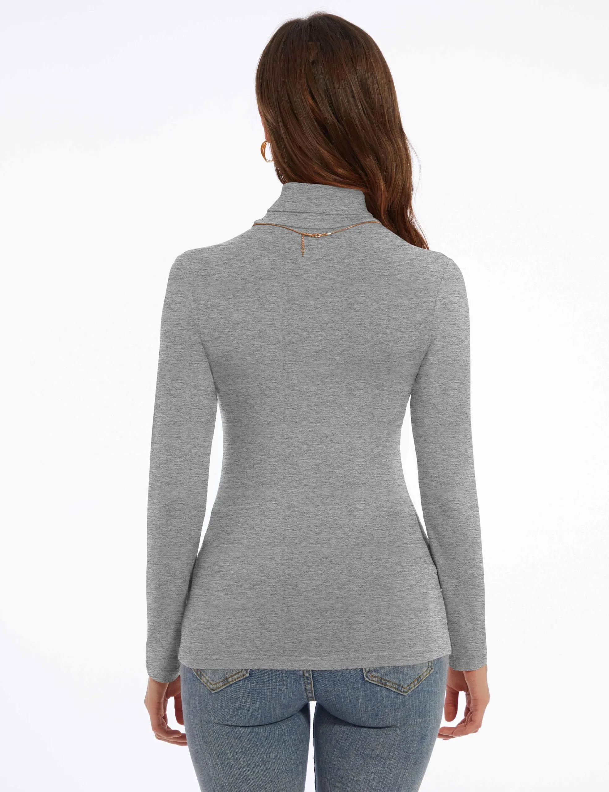 Women's Turtleneck Long Sleeve Shirts Slim Fitted Lightweight Base Layer Casual Tops