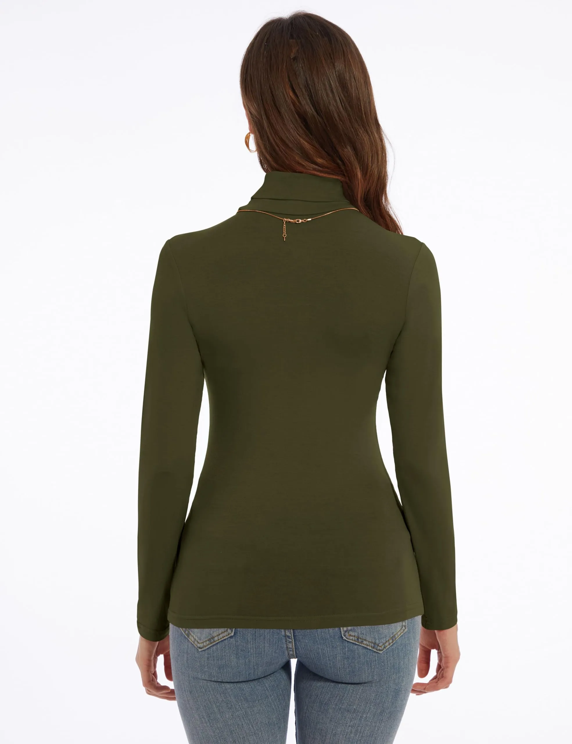 Women's Turtleneck Long Sleeve Shirts Slim Fitted Lightweight Base Layer Casual Tops