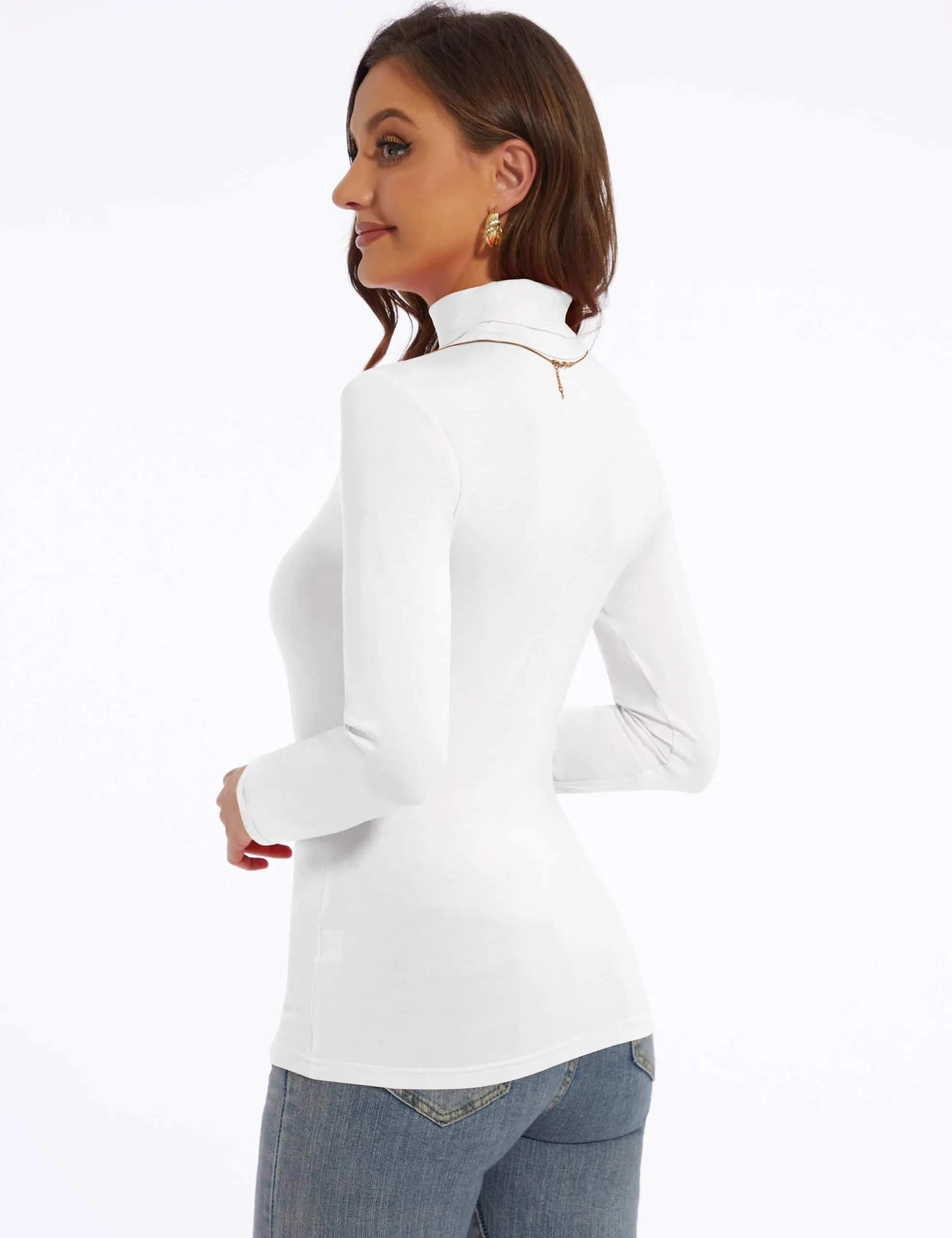 Women's Turtleneck Long Sleeve Shirts Slim Fitted Lightweight Base Layer Casual Tops