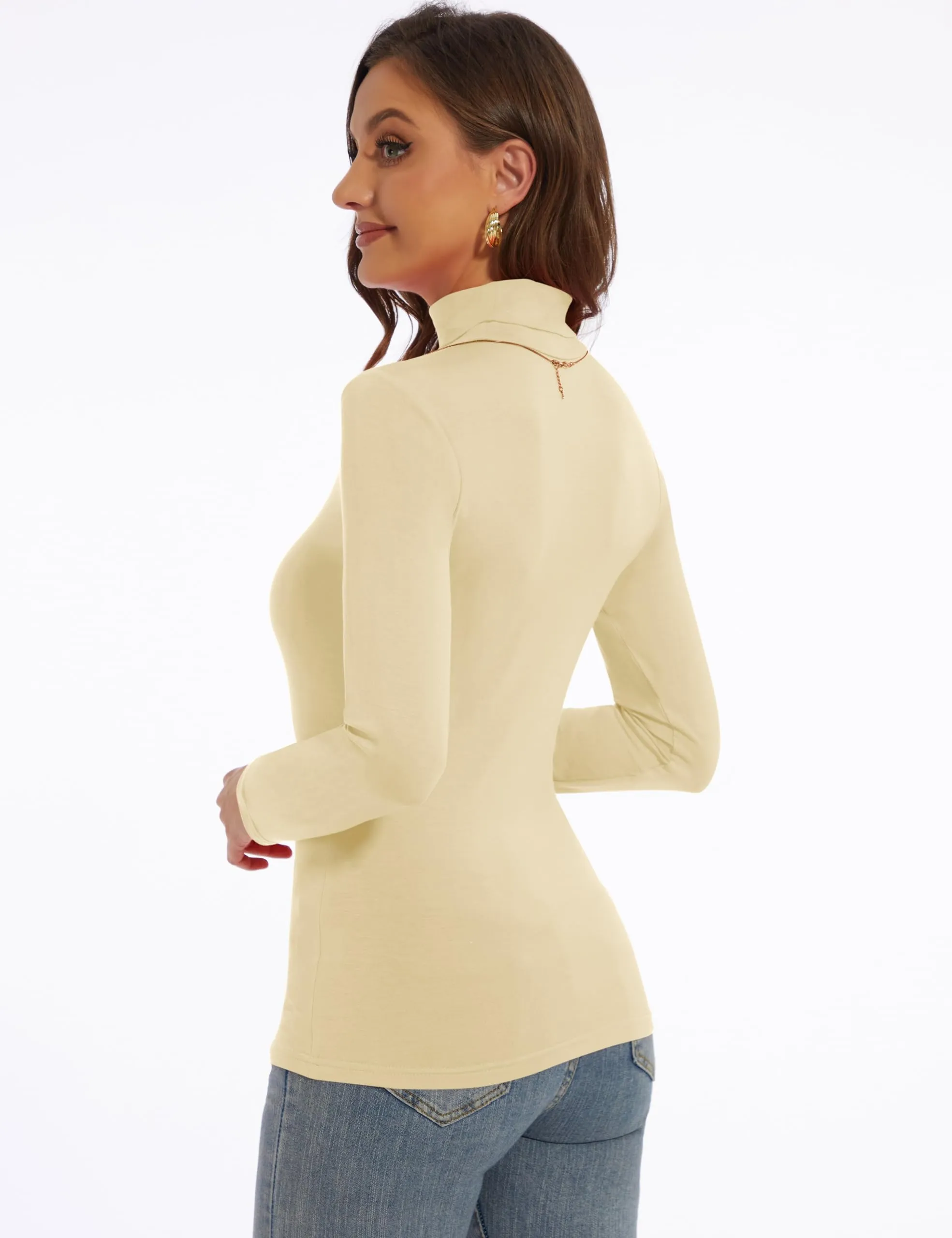 Women's Turtleneck Long Sleeve Shirts Slim Fitted Lightweight Base Layer Casual Tops