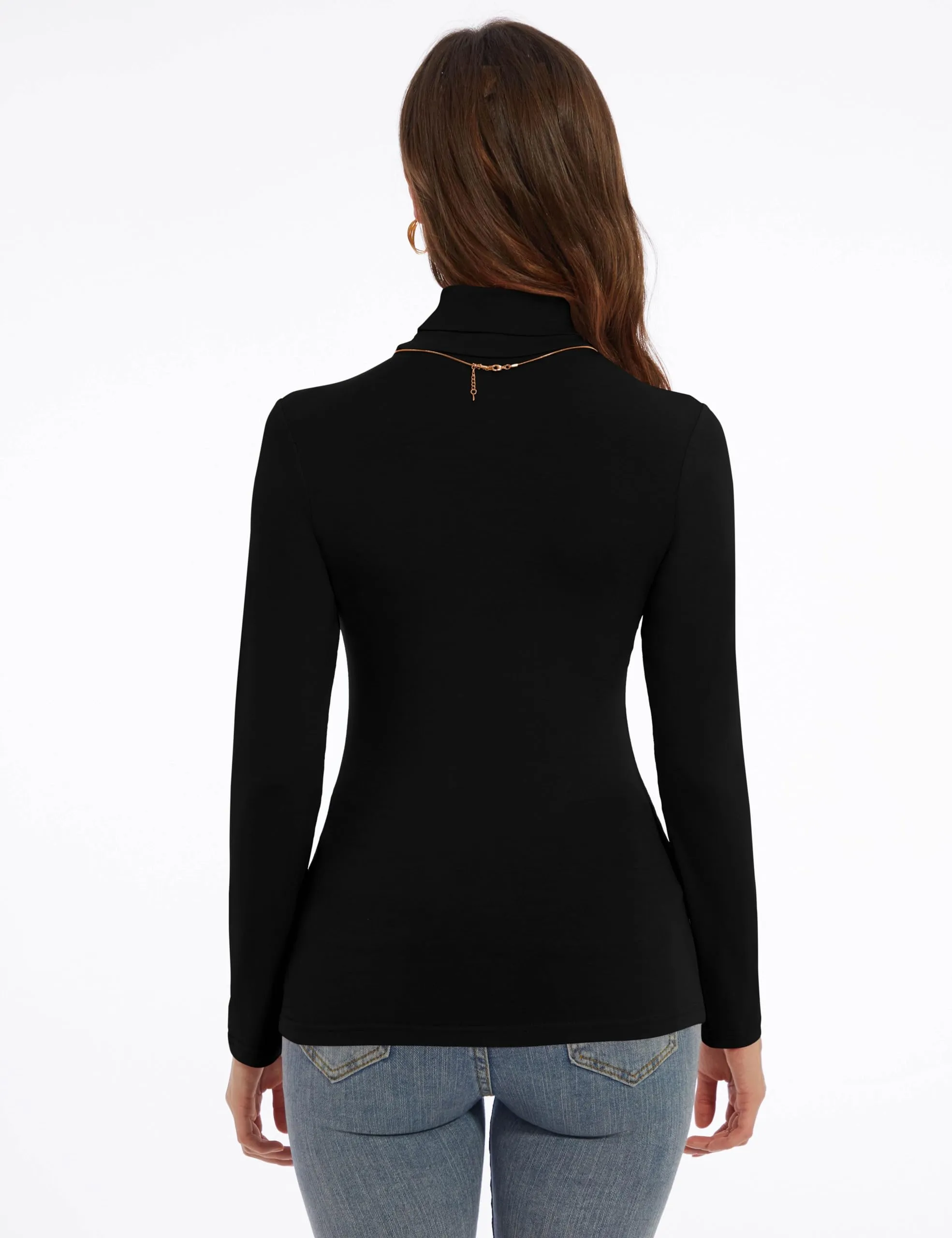 Women's Turtleneck Long Sleeve Shirts Slim Fitted Lightweight Base Layer Casual Tops