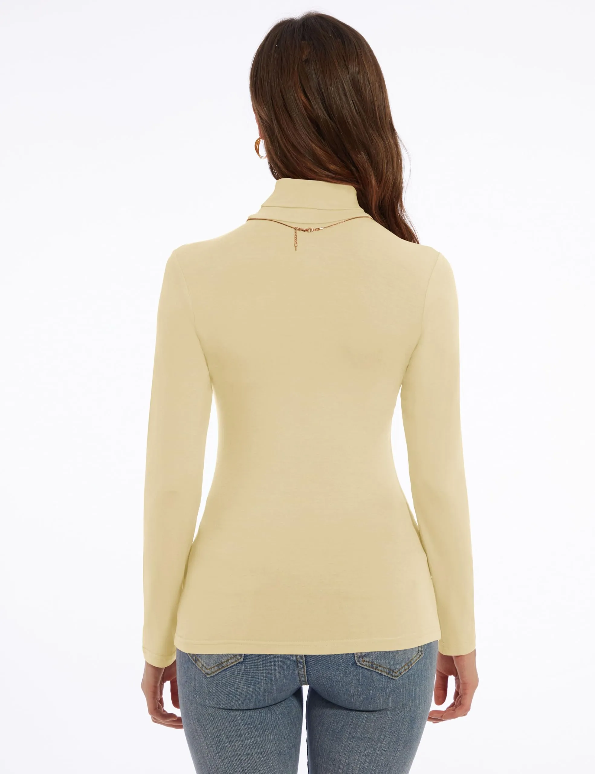Women's Turtleneck Long Sleeve Shirts Slim Fitted Lightweight Base Layer Casual Tops