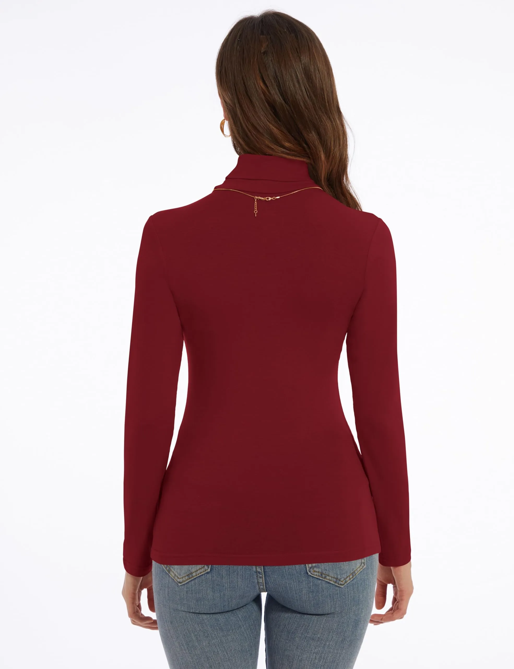 Women's Turtleneck Long Sleeve Shirts Slim Fitted Lightweight Base Layer Casual Tops