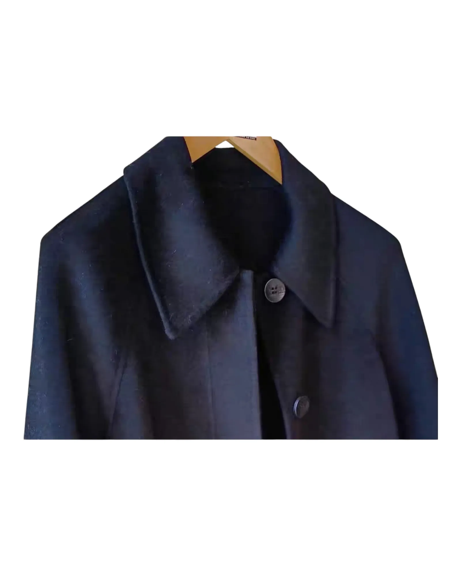 Woollen Long Navy Collared Coat with Belt