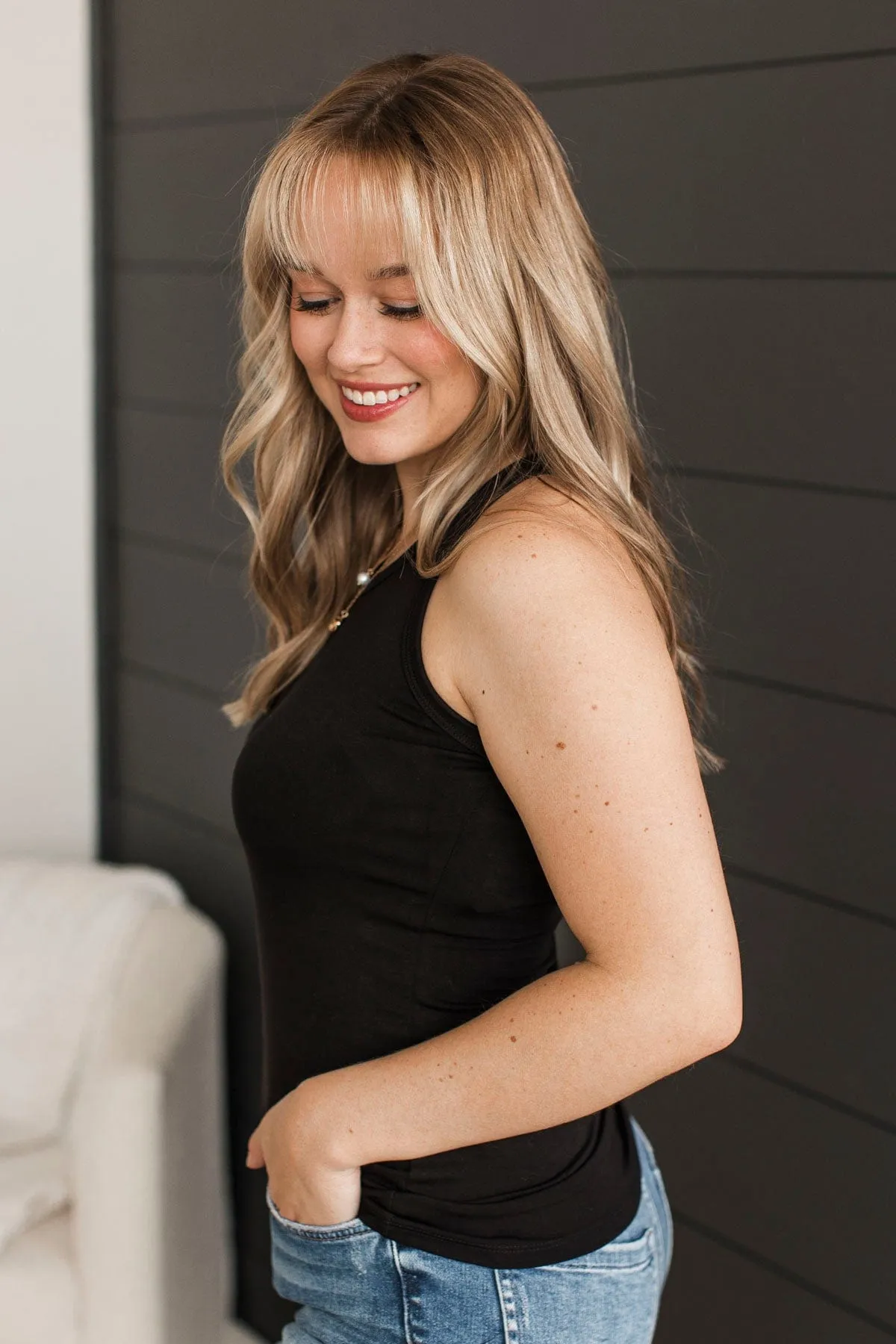 Working Through It Tank Top- Black