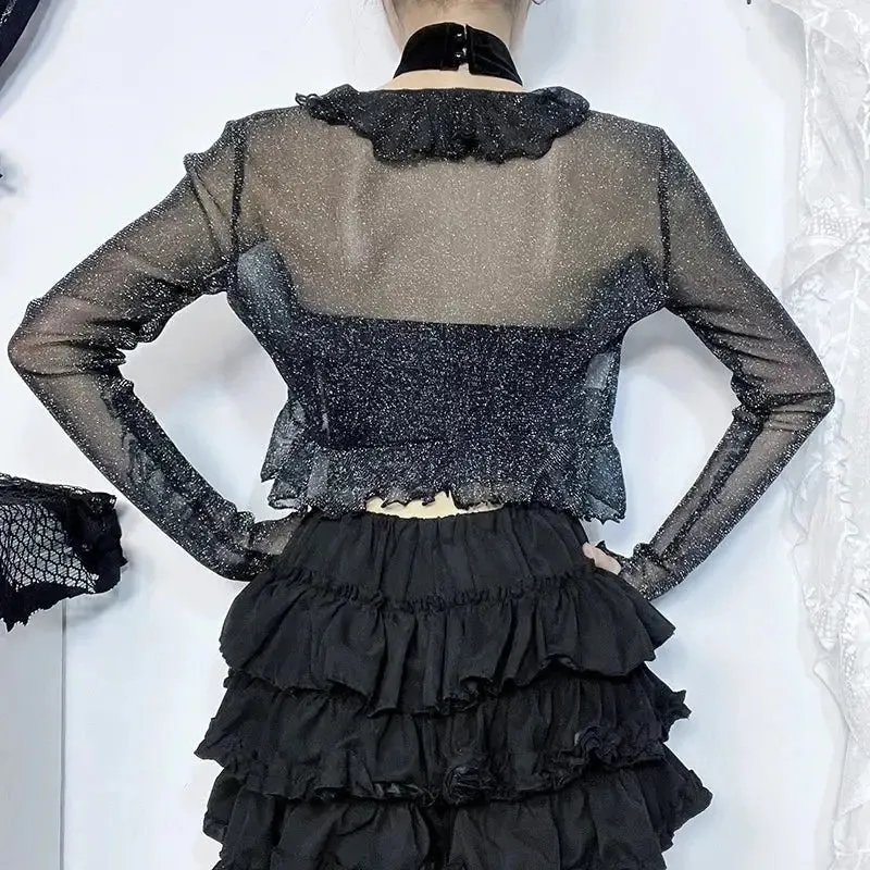 Y2K Gothic Full Zip Jacket for Women in Thin Polyester Spandex