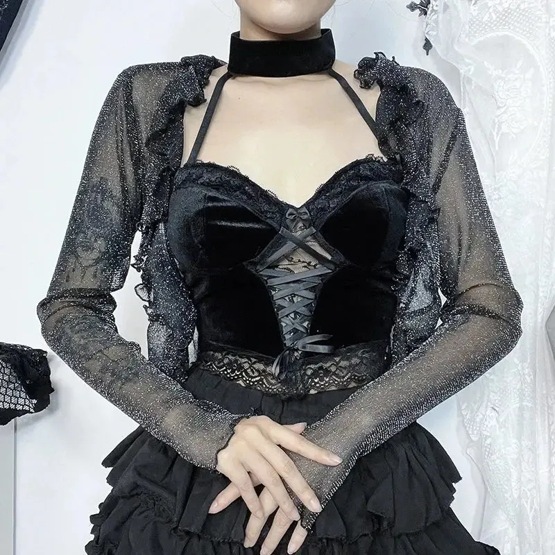 Y2K Gothic Full Zip Jacket for Women in Thin Polyester Spandex