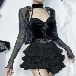 Y2K Gothic Full Zip Jacket for Women in Thin Polyester Spandex