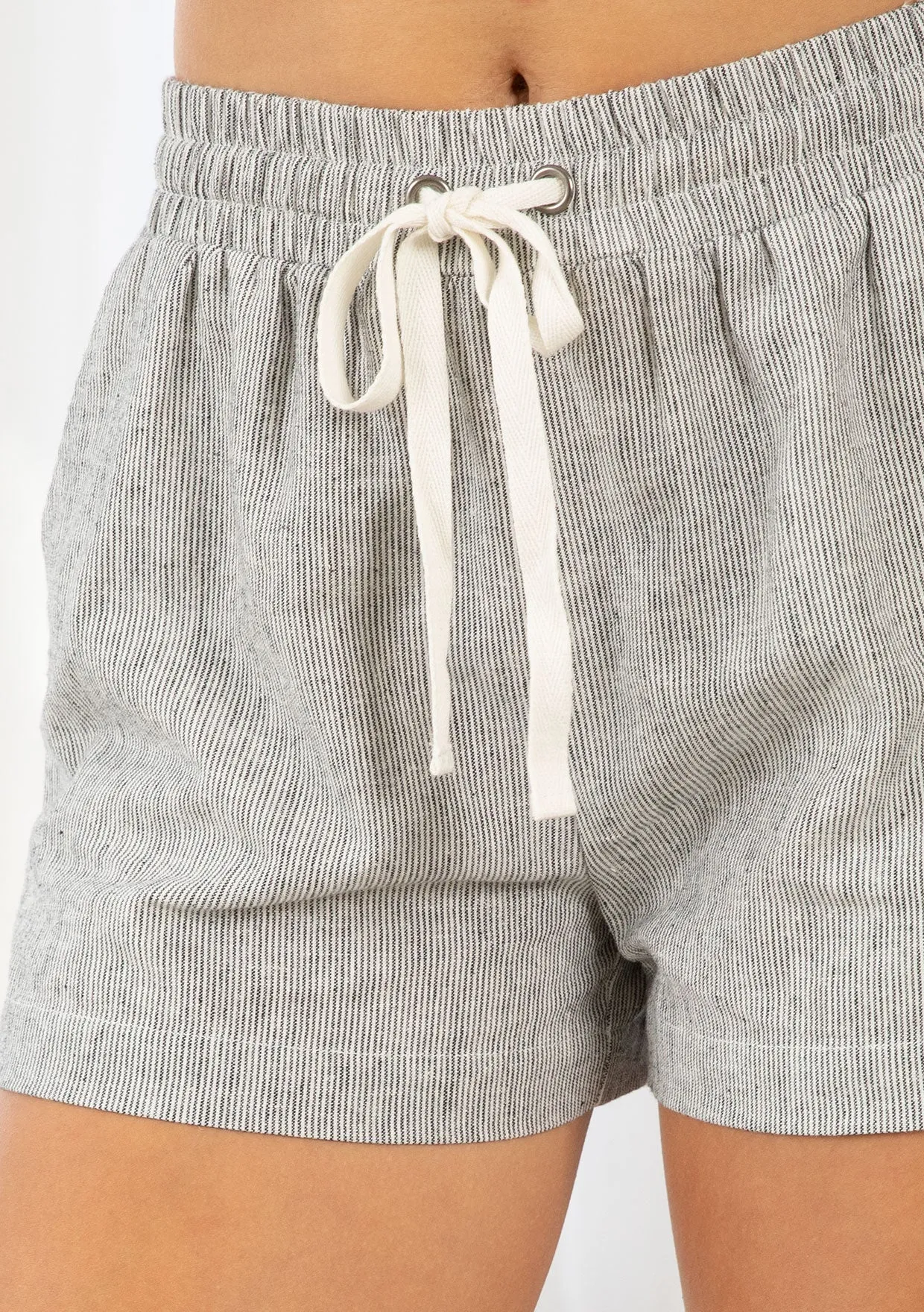 Yarn Dye Linen Blend Paperbag Shorts