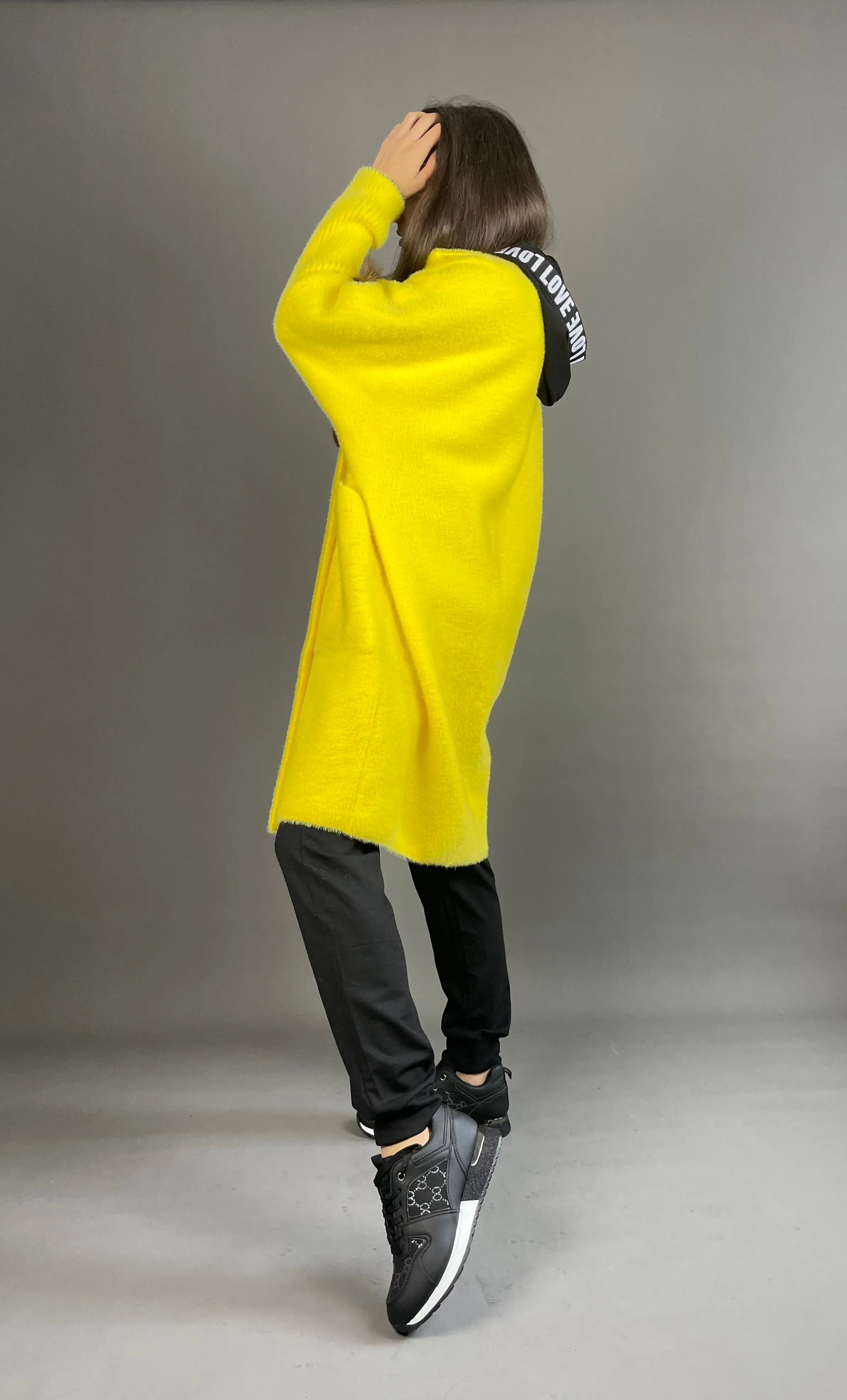 Yellow short Alpaca Coat