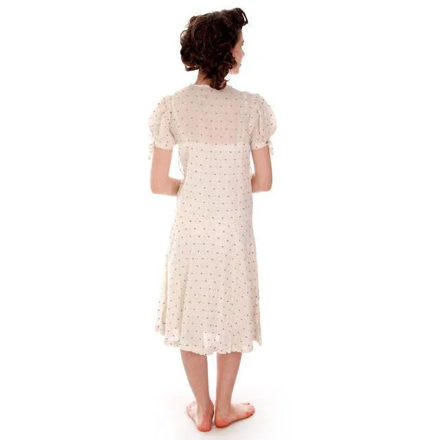 Young Lady's Cotton Printed Day Dress Dropped Waist 1920s 32-30-32