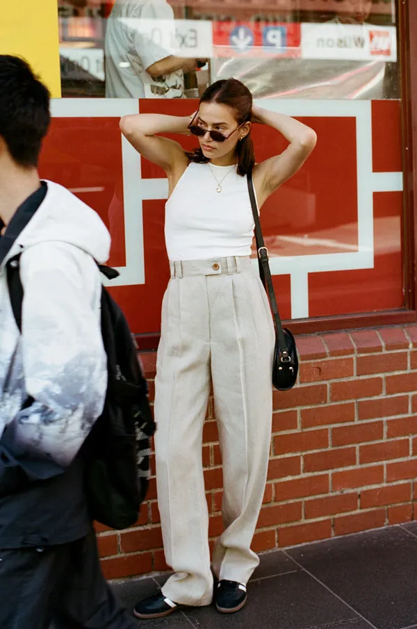 Yu Tailored Oat Japanese Linen Pants
