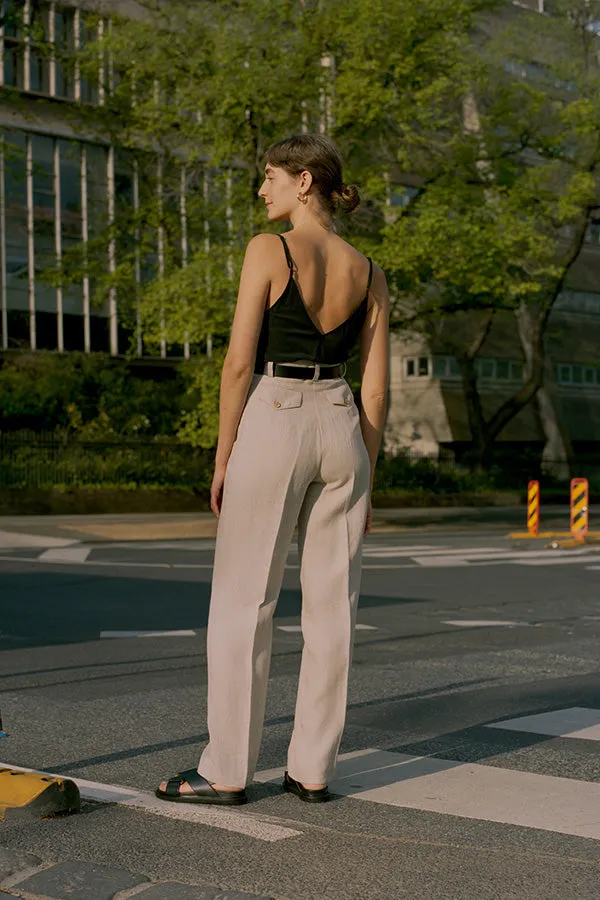 Yu Tailored Oat Japanese Linen Pants