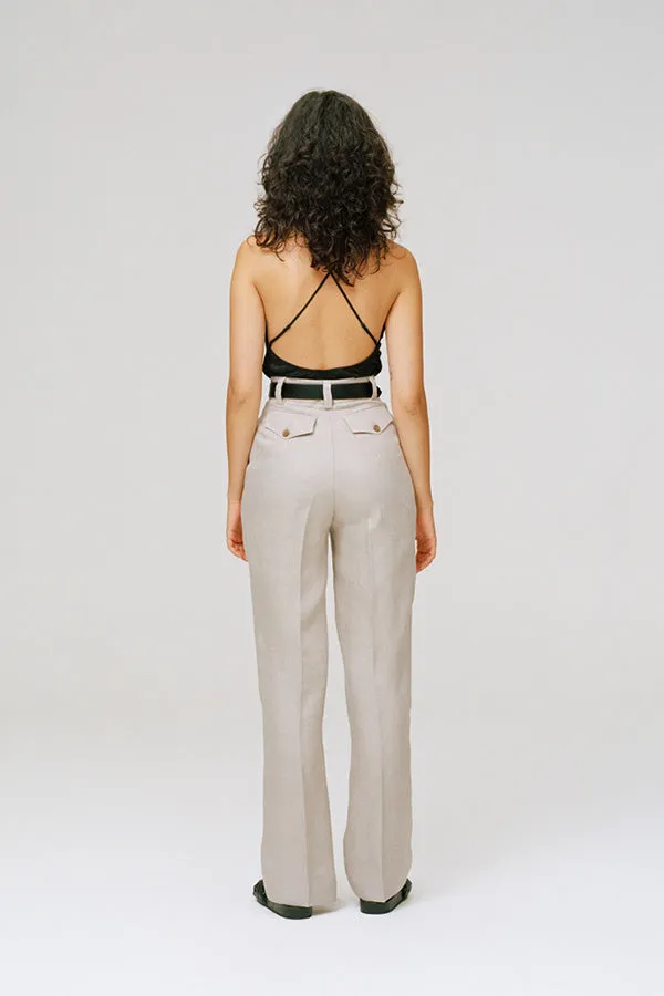 Yu Tailored Oat Japanese Linen Pants