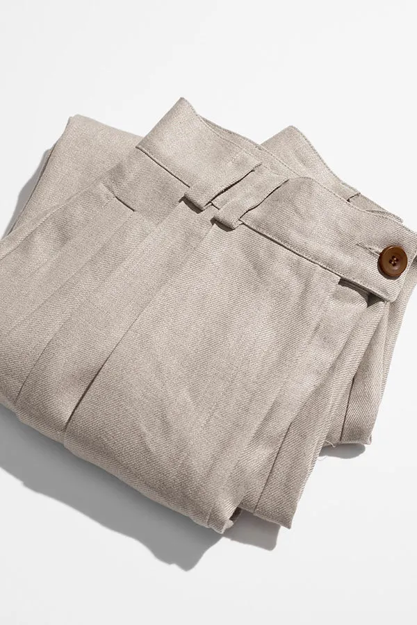 Yu Tailored Oat Japanese Linen Pants