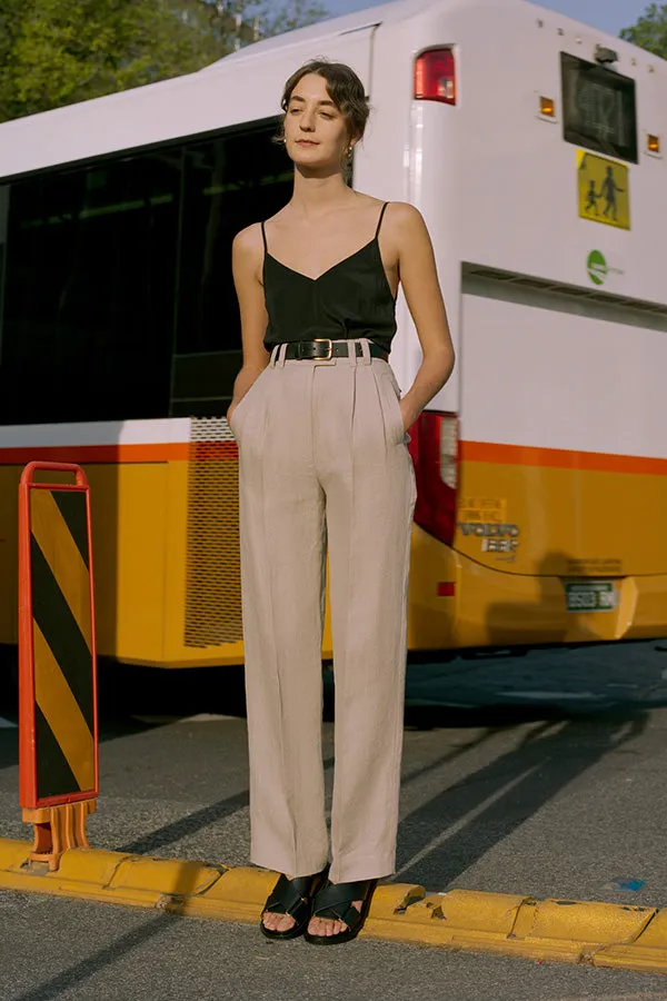 Yu Tailored Oat Japanese Linen Pants