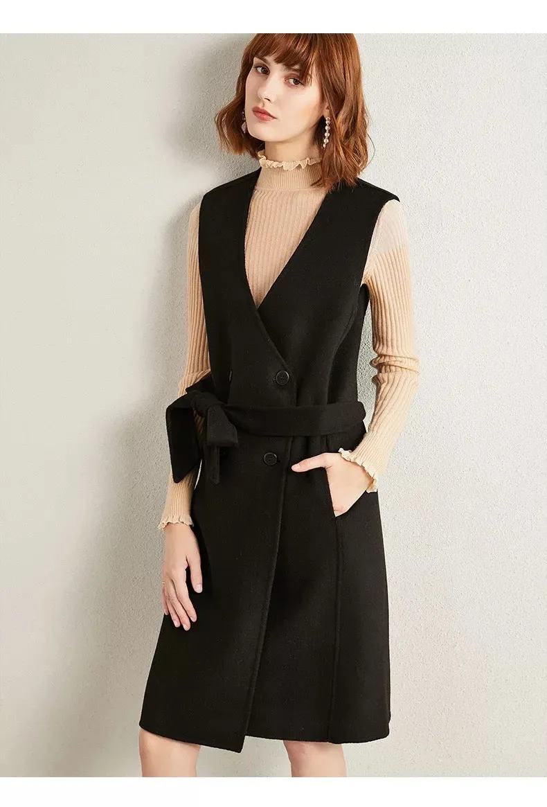 ZABRI High quality luxury winter ladies cloak, two pc Women's Wool Coat