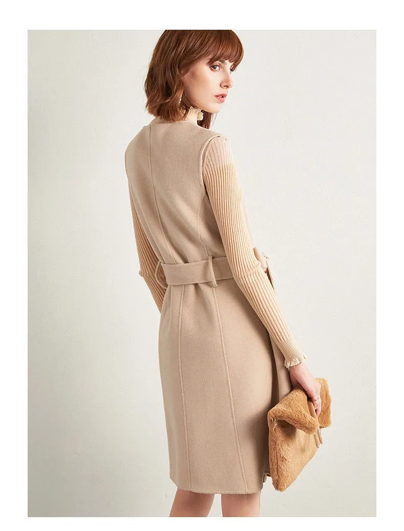 ZABRI High quality luxury winter ladies cloak, two pc Women's Wool Coat