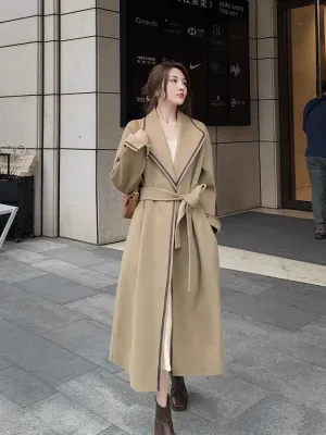 ZABRI Special fashion l ladies belted plus size cashmere wool Women coat