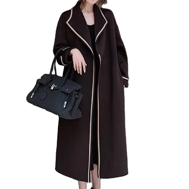 ZABRI Special fashion l ladies belted plus size cashmere wool Women coat
