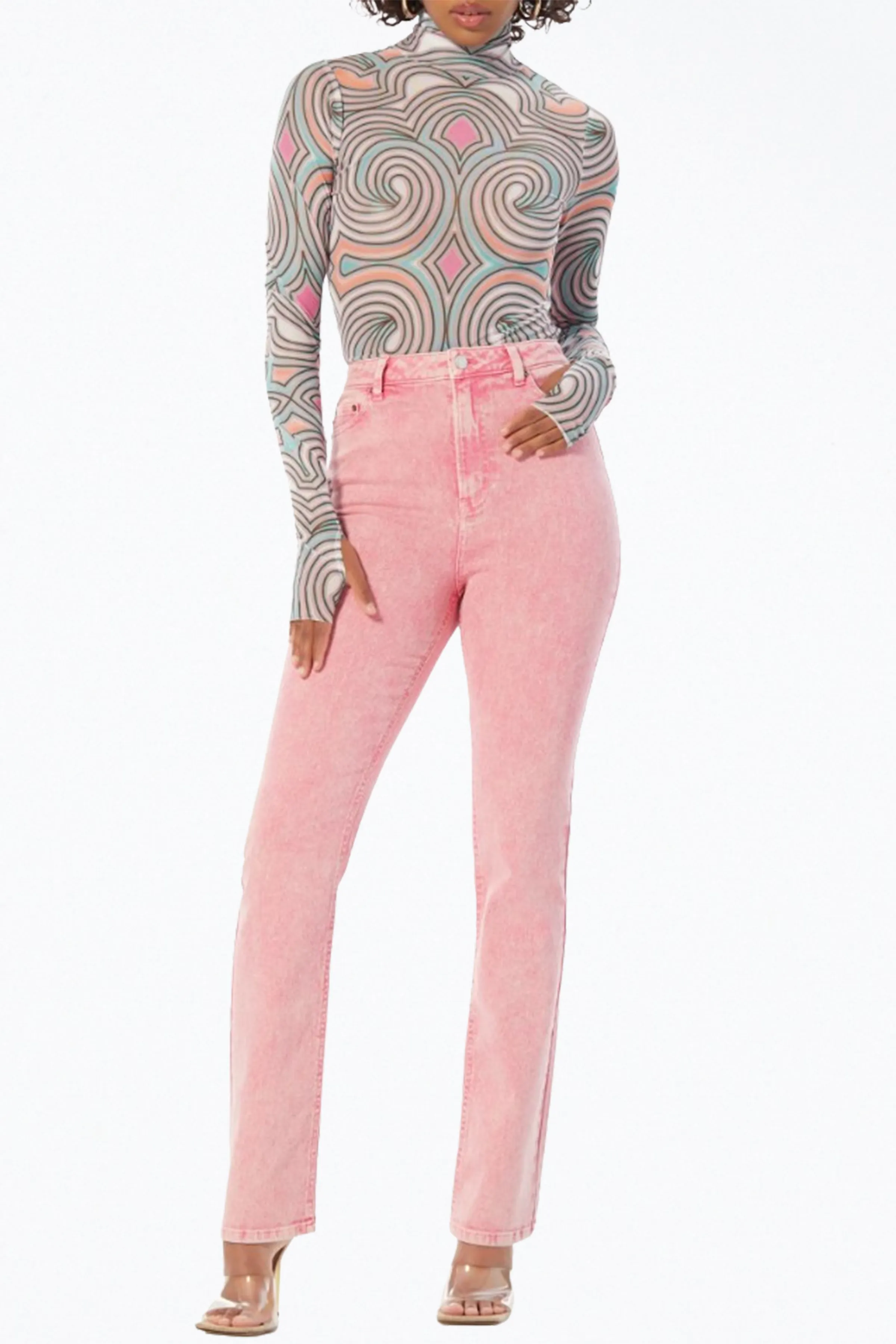 ZADIE POWER MESH TURTLENECK TOP