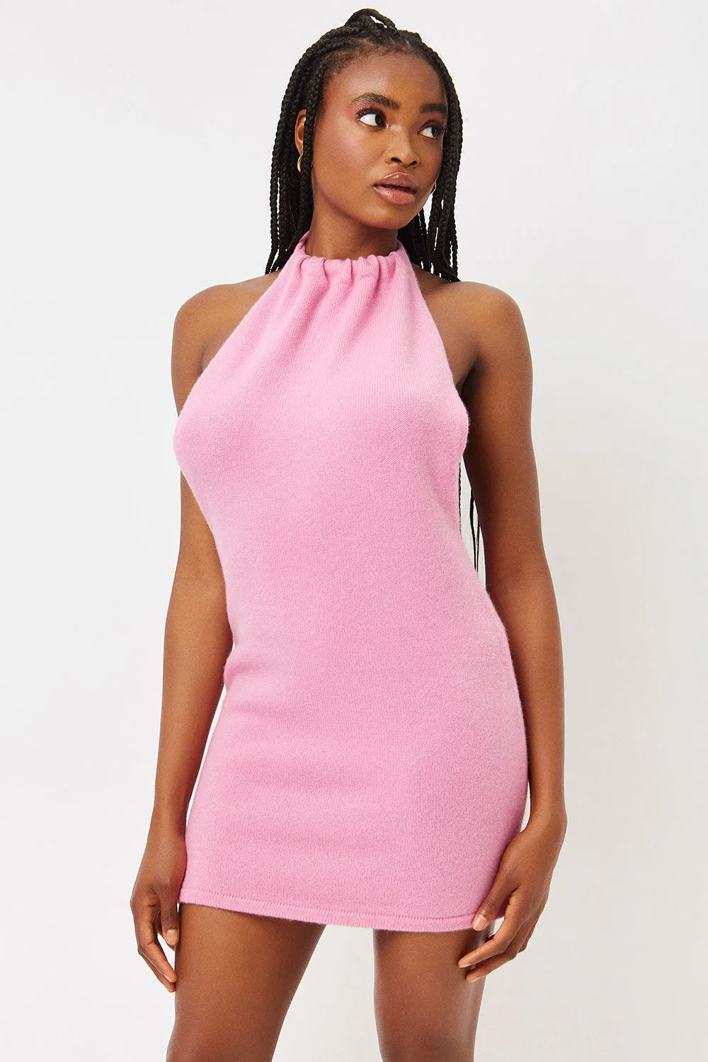 Zephyr Cashmere Halter Dress - Rose